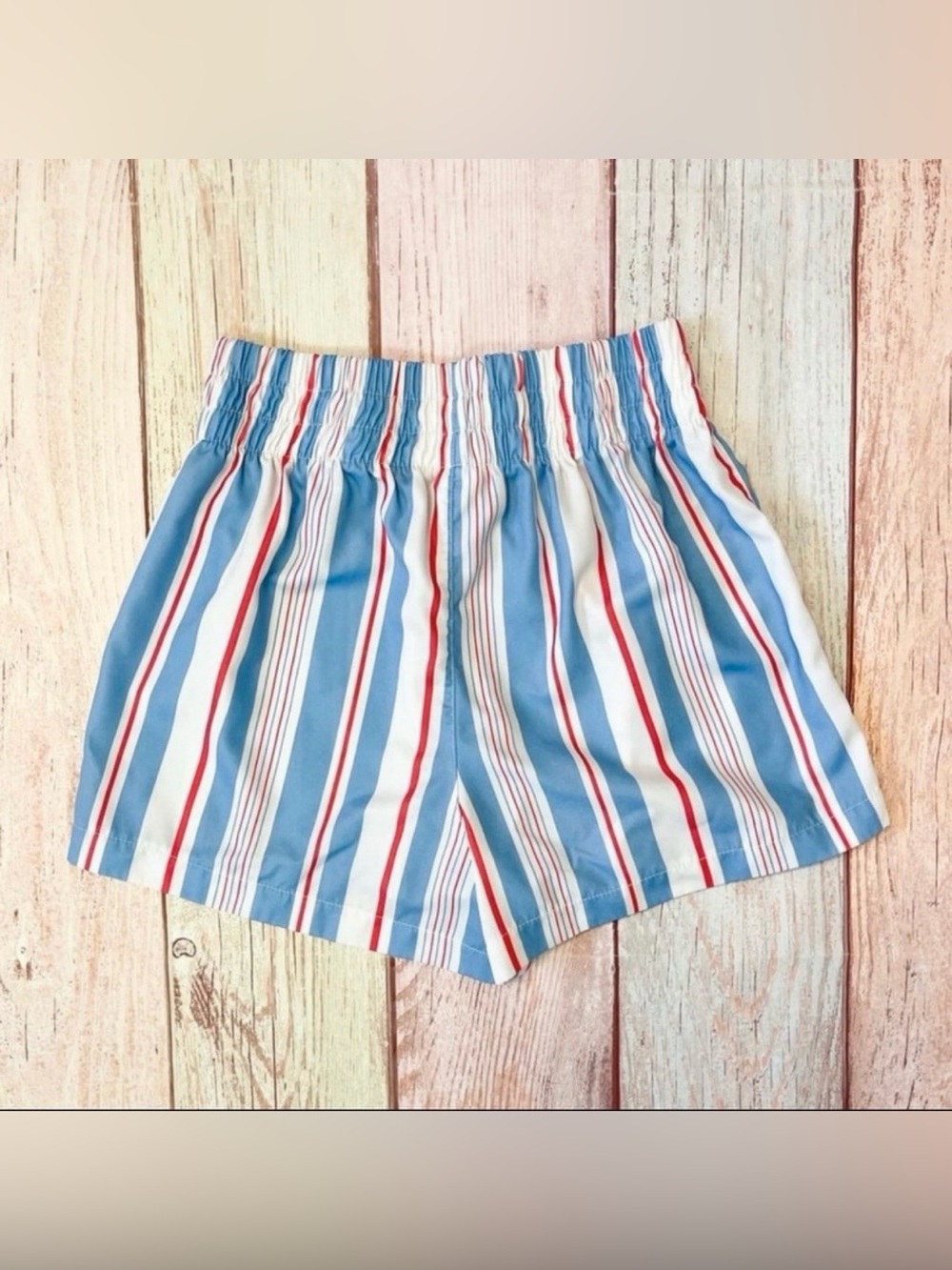 Women’s High Waisted Striped Shorts Size Large Elastic Waistline